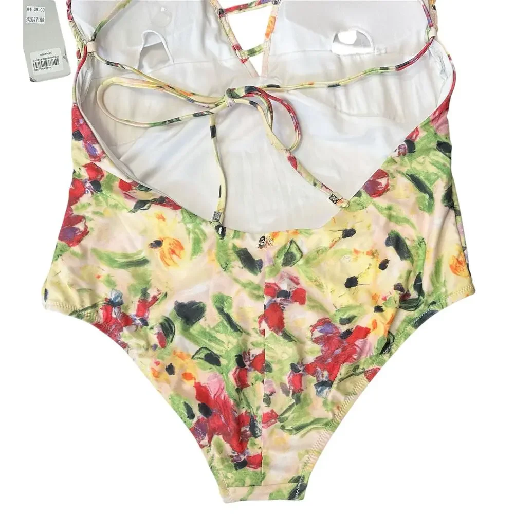 NWT Amiani Resort One Piece Floral Swimsuit Crossback Size XL